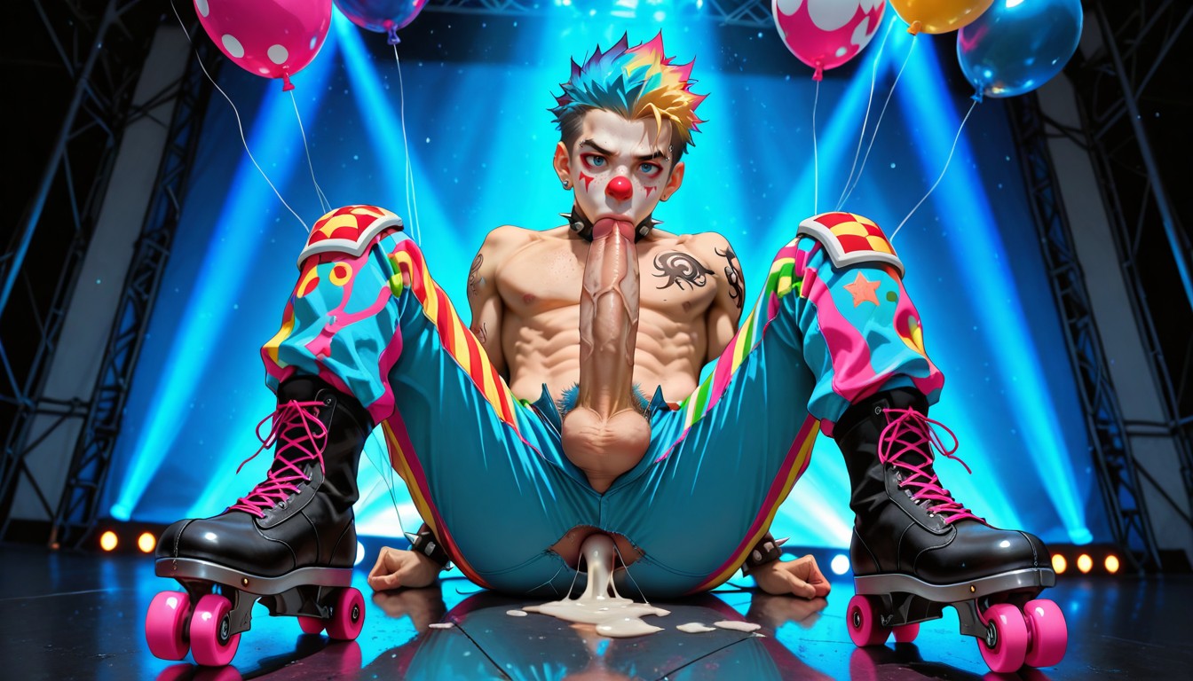 Zoomed Out, One Hand Holding A Balloon On String Circus Tent, Sucking Own Cock Porno IA Gay