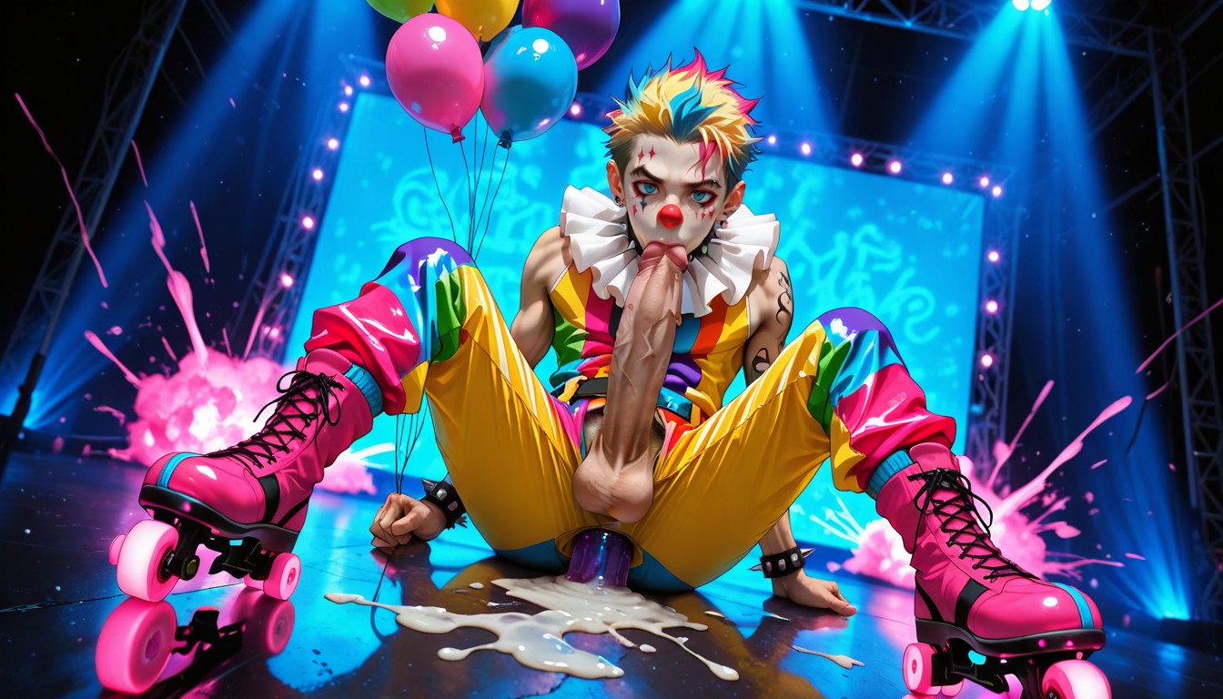 Sitting Sucking Own Cock, Pénis Hyper Long Et Impossible, Big Rainbow Dildo In Ass Porno IA Gay