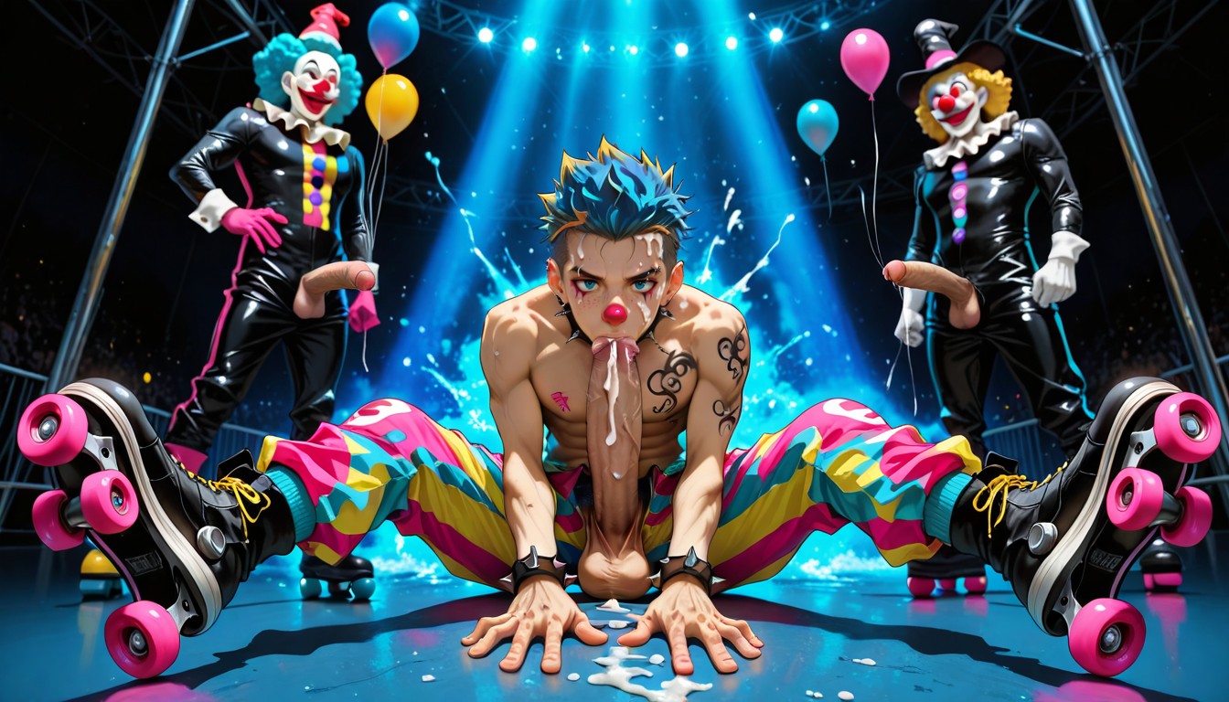 18+, Eyebrow Piercing, Wearing Pink Clown Nose Porno IA Gay