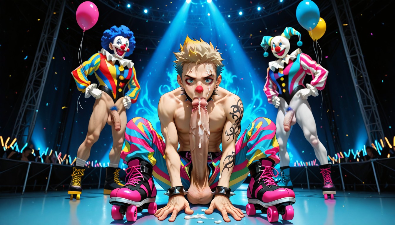 Blue Eyes, Wearing Pink Clown Nose, Pale Skin Porno gay IA