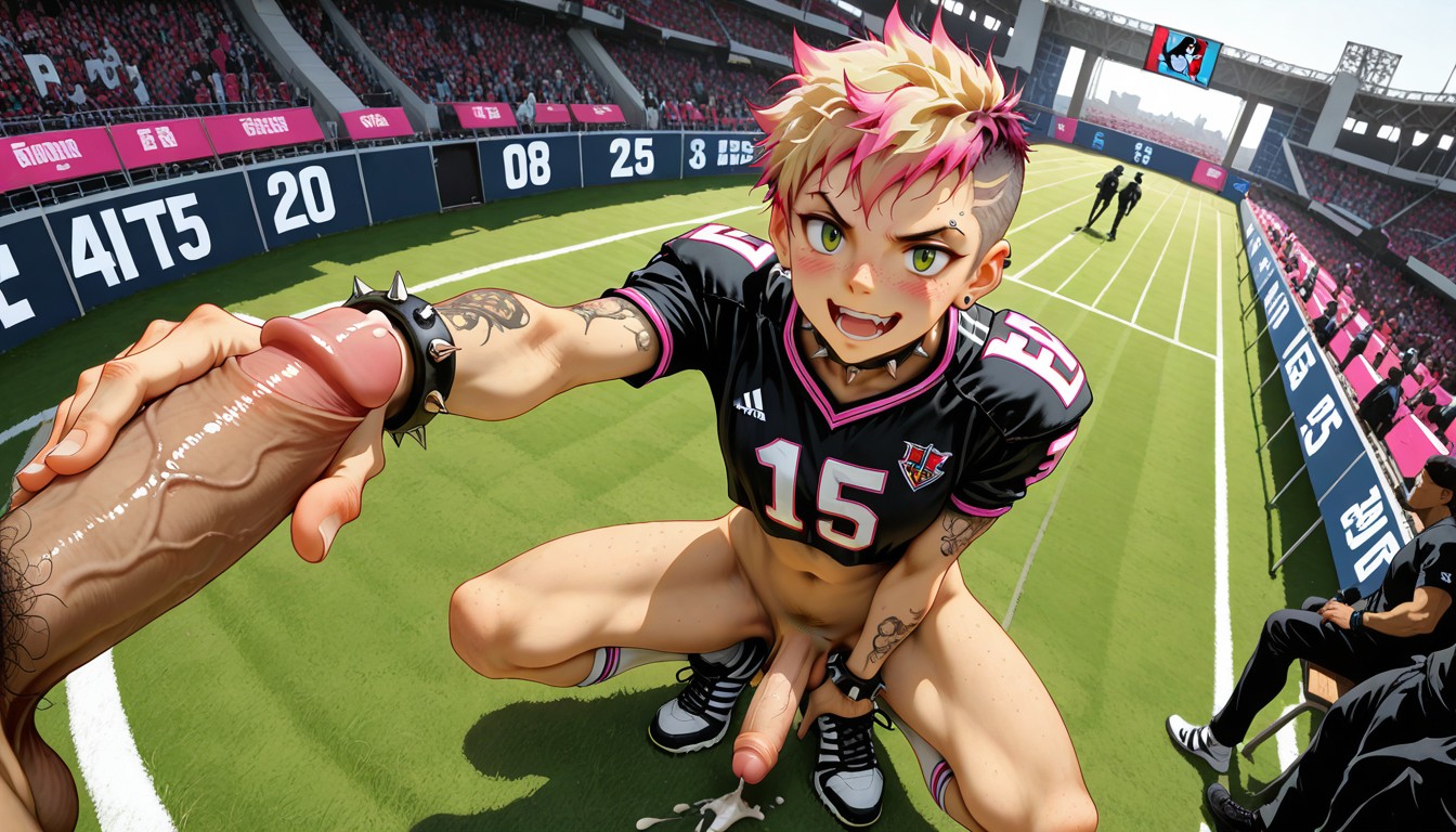 Orgasme, Vue De Face, Football Field Porno IA Gay