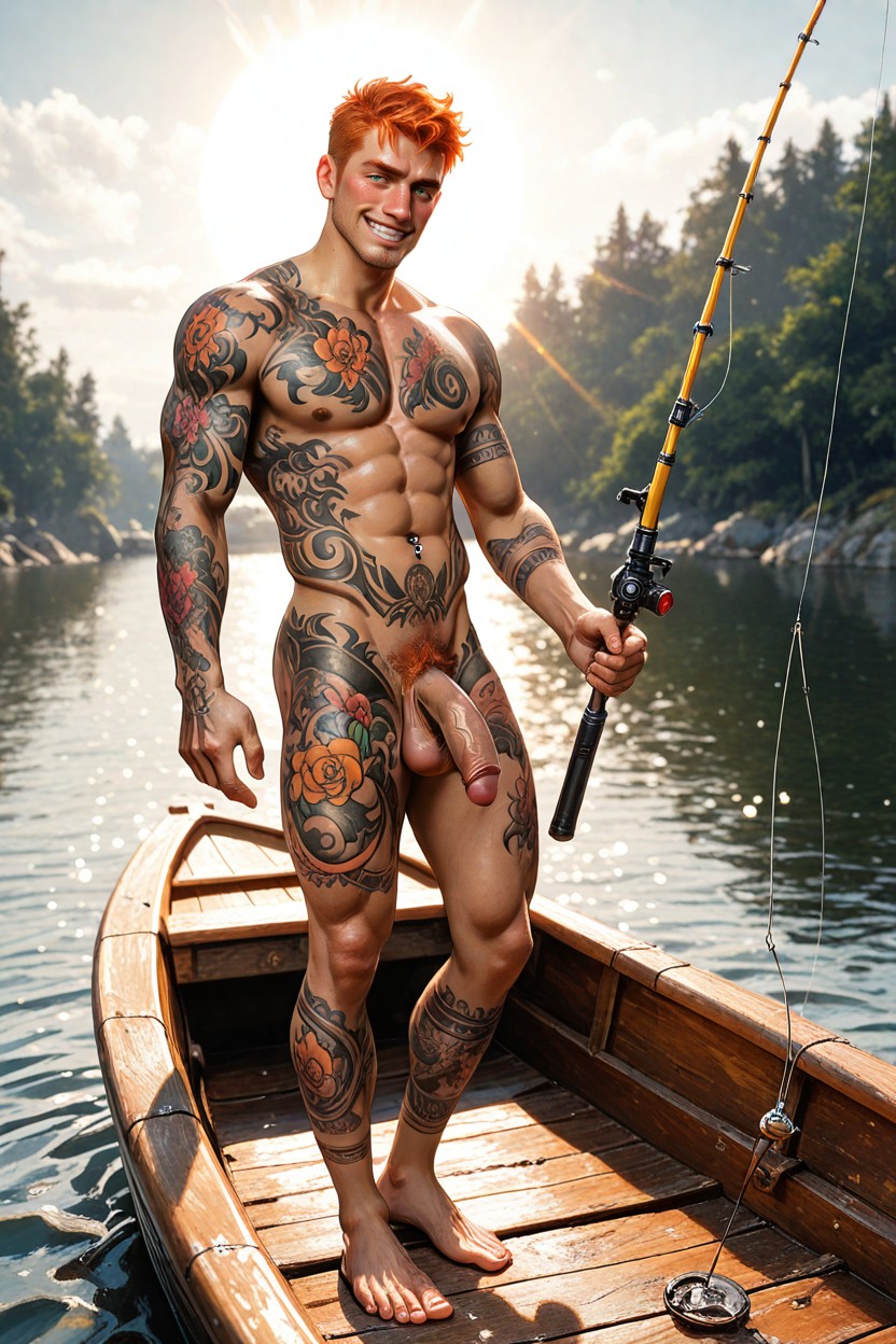 Ensoleillé, Day On The Boat Fishing, Mignon Porno IA Gay