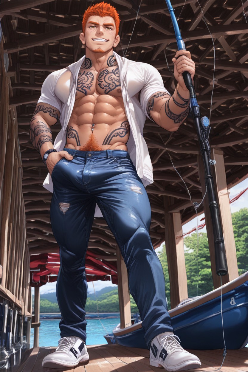 Nyuudles Art Style, Vivid Colors, Full Body Pornografia gay com IA