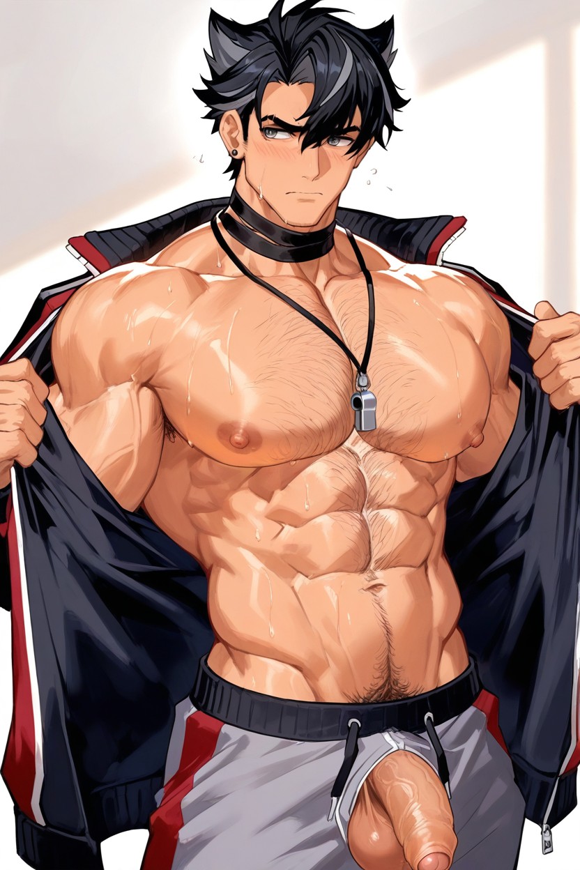 Man In Tracksuit Top, Strong Lines, Gray Sweatpants Porno IA Gay
