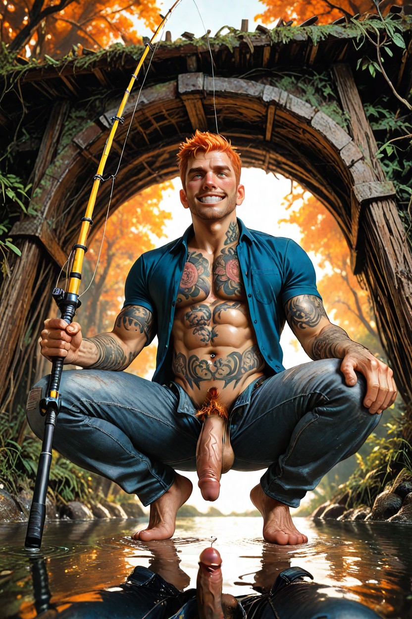 Cinematic Lighting, Ultra-detailed, Grinning AI Gay Porn