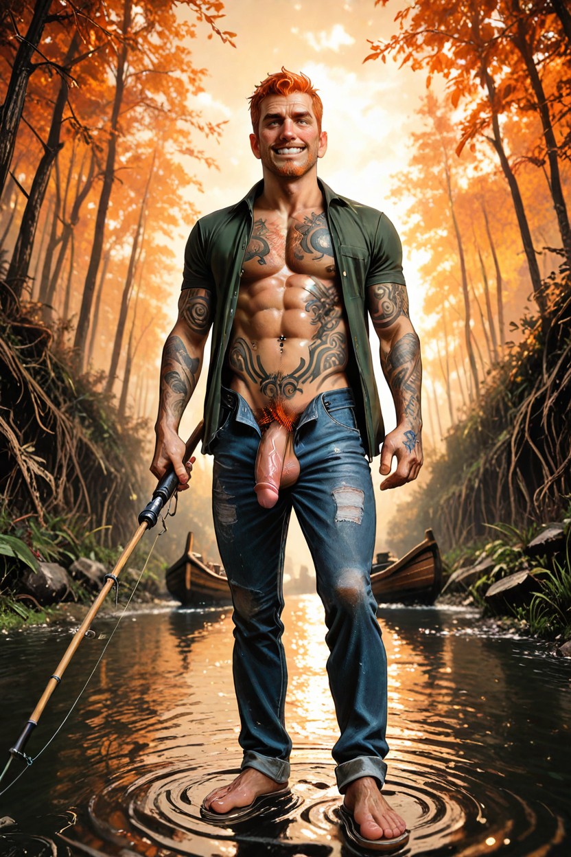 Full Body, Showing Feet, Plage Porno IA Gay