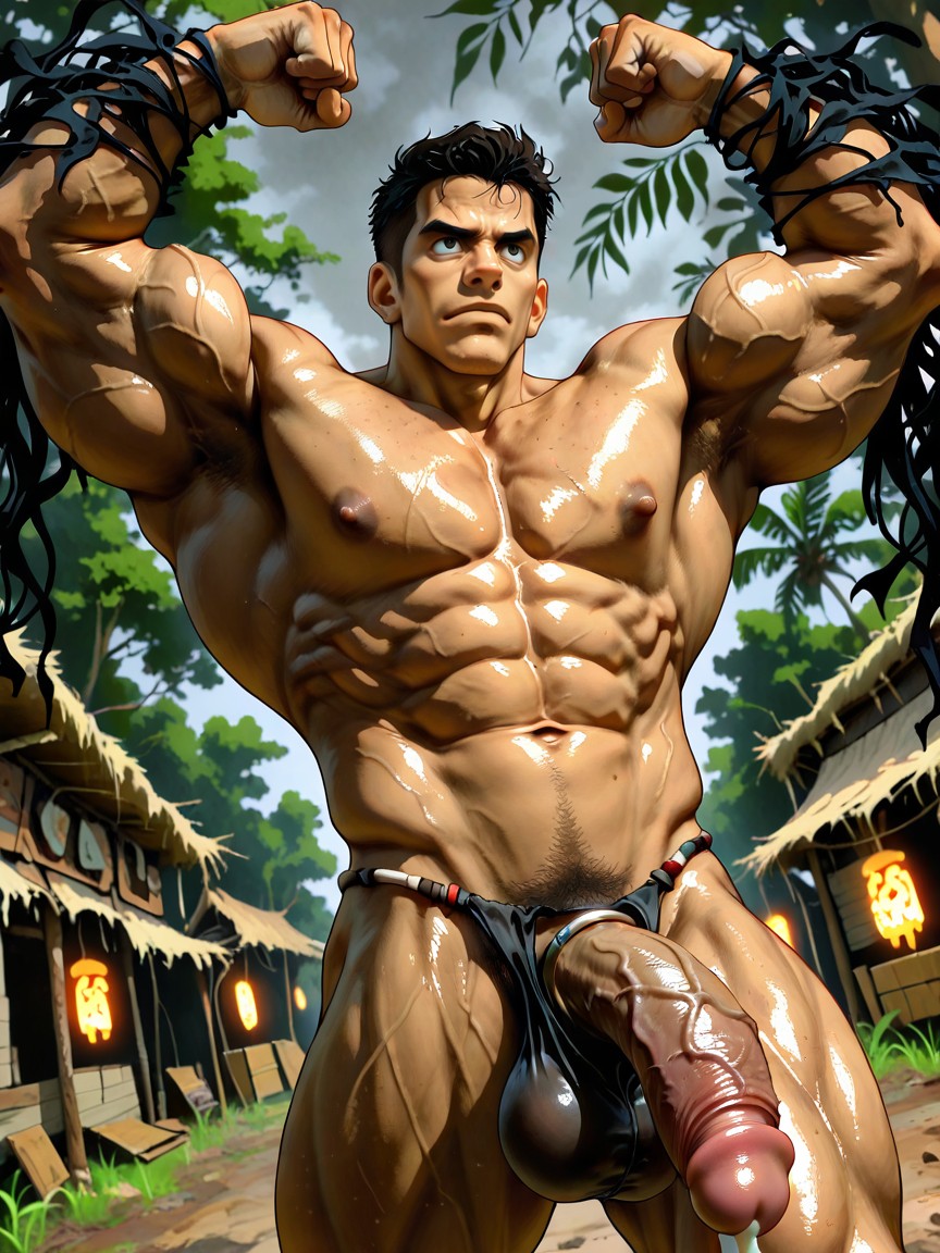 Massively Growing Thick Girth Hyper Detailed Veiny Turgid Uncut Cock, Downward Curved Flaccid Penis, Black Curly Hair With Side Bangs Porno IA Gay