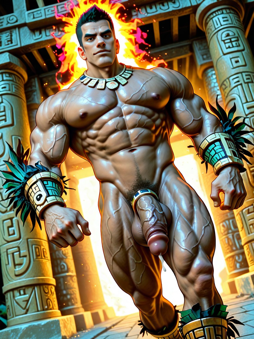 Exposed Genitals, Cuisses Épaisses, Broad Shoulders Porno IA Gay