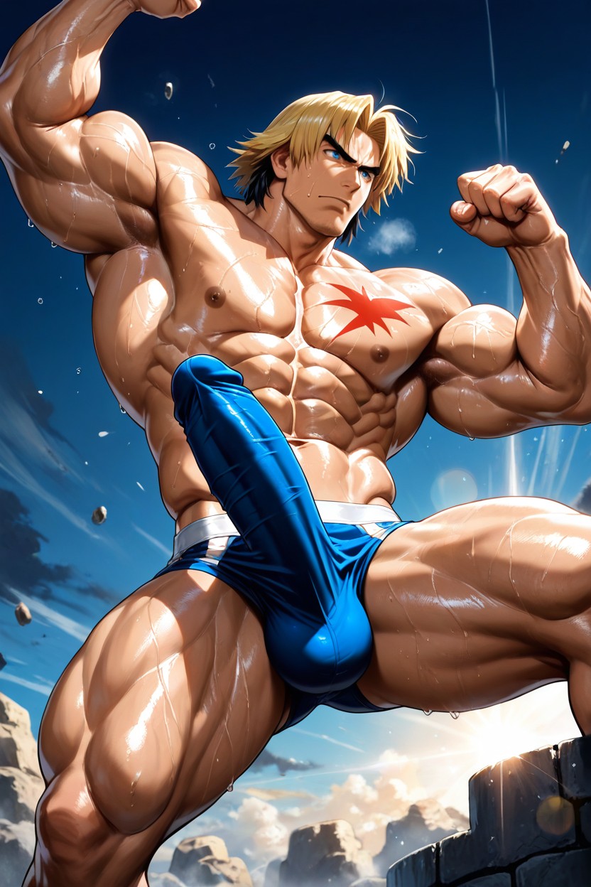 딱 맞는 체형, Blond Hair, Blue Eyes 게이 AI 포르노