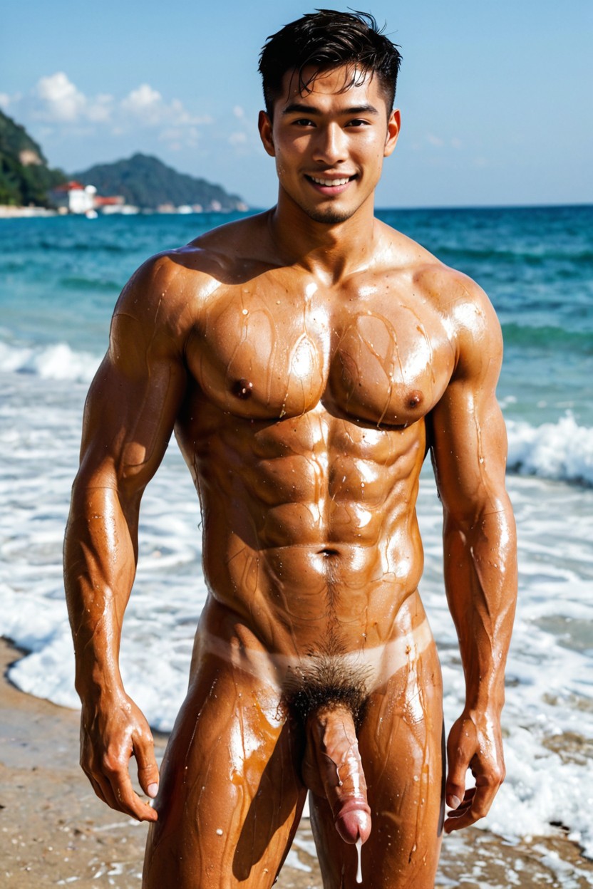 Erect Penis, Tan Lines, Uniforme De Sauveteur Porno IA Gay