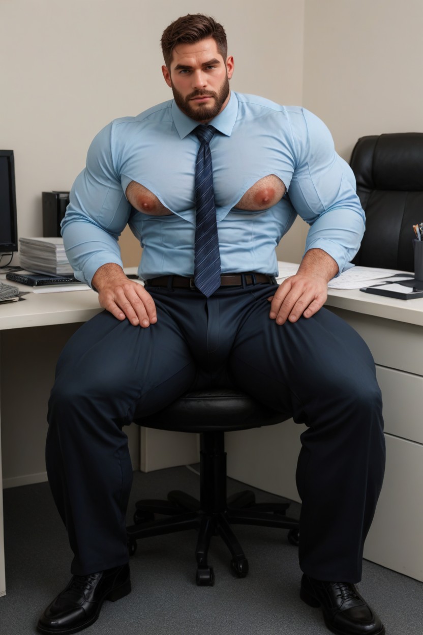 Dutch Dynamic Angle, Tight Dark Grey Office Pants, Office Setup Porno IA Gay
