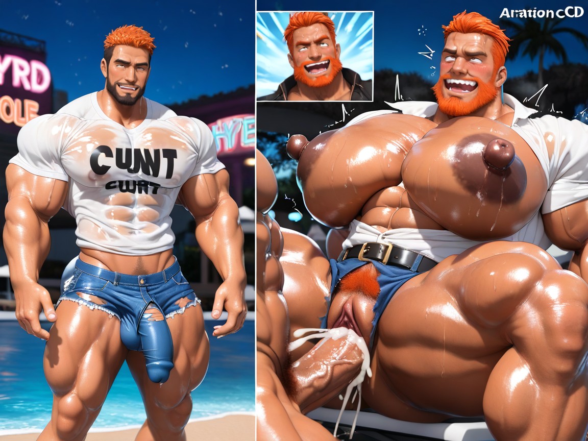 Huge Muscle, Wet Pussy, Short En Jean Porno IA Gay