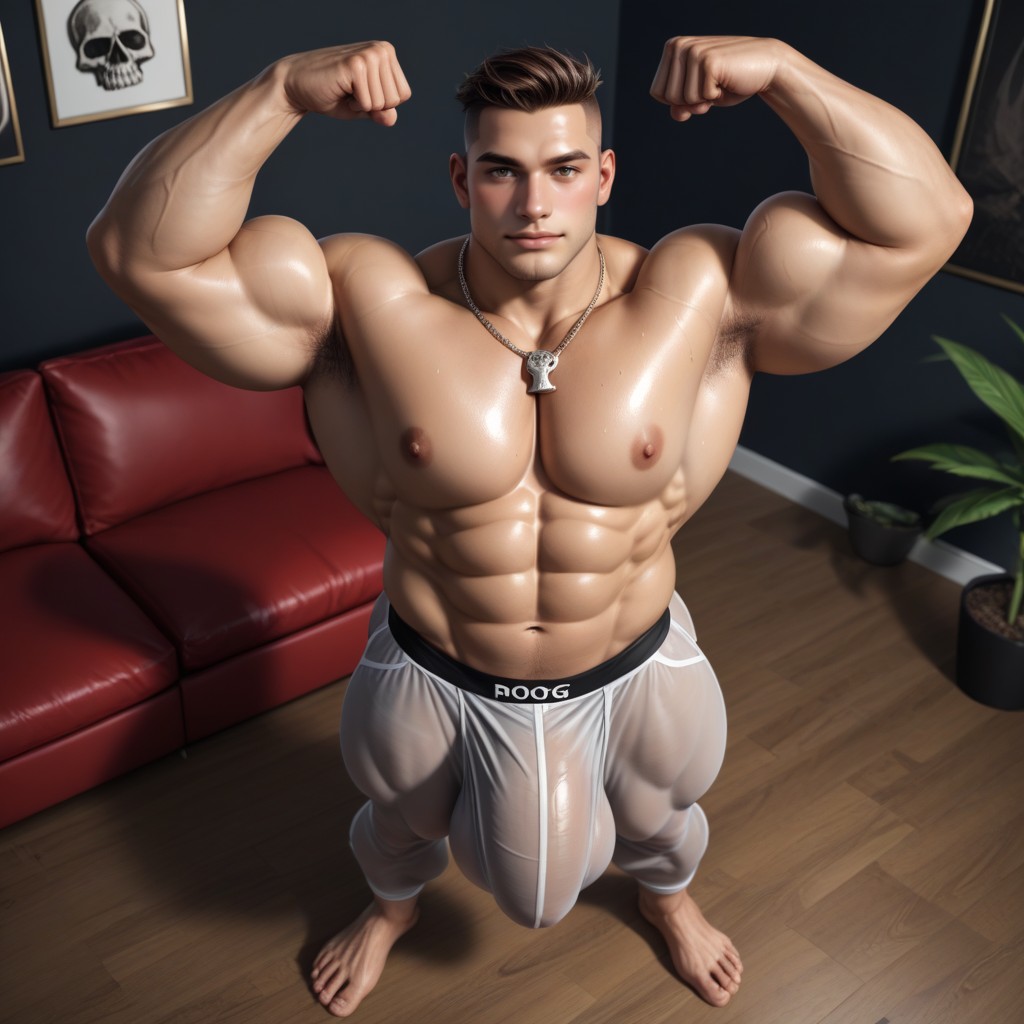 Wearing Dogtag Necklace, Middle Part Hair, Jocks AI Gay Porn
