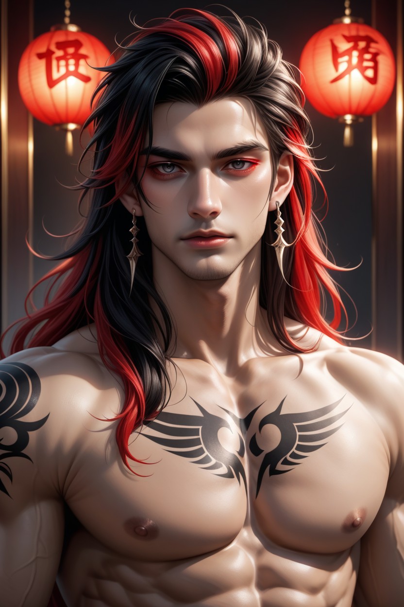 Colorful Hair, バー, Arm Tattoos ゲイAIポルノ