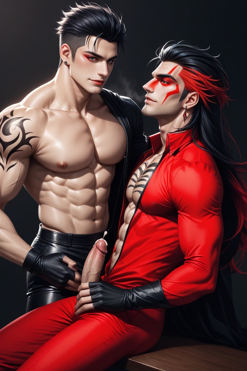 Muscular Chest, Multiple Color Hair, Smooth Skin ゲイAIポルノ