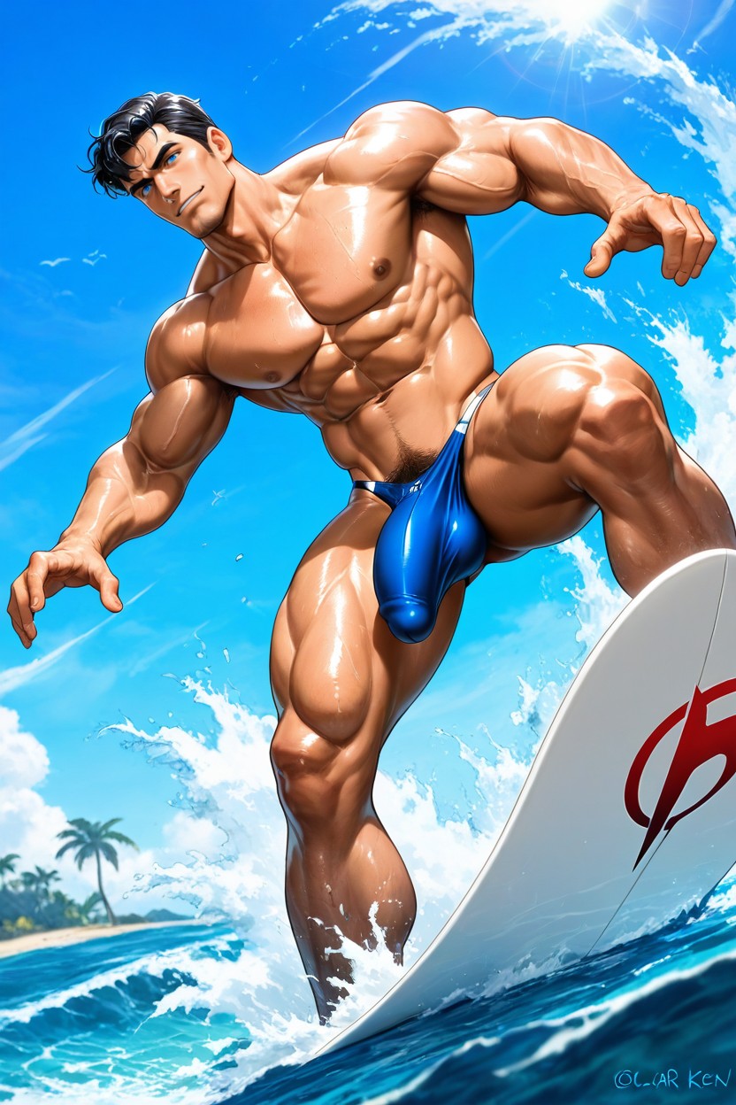 Tan Skin, Toned Body, Pubic Hair AI Gay Porn
