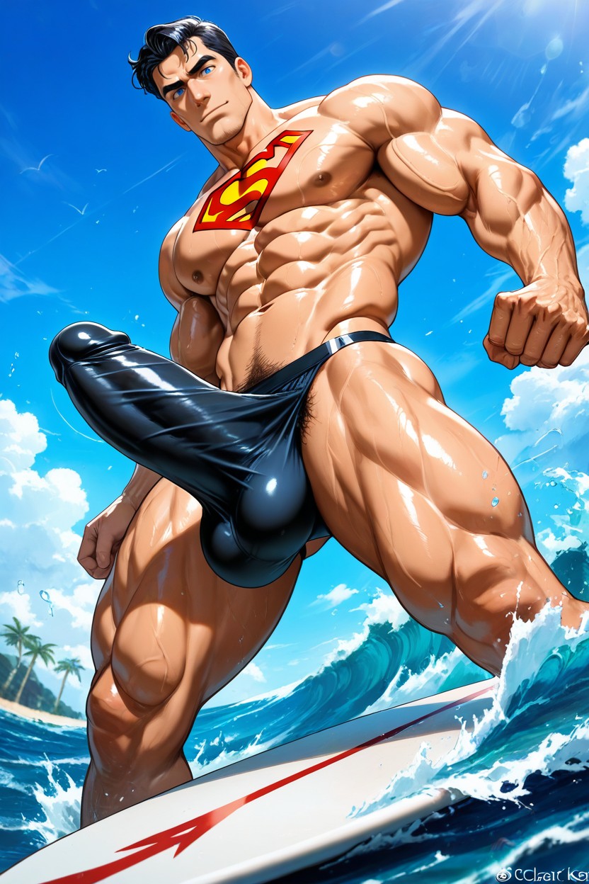 Muscular, Blue Eyes, Gigantic AI Gay Porn
