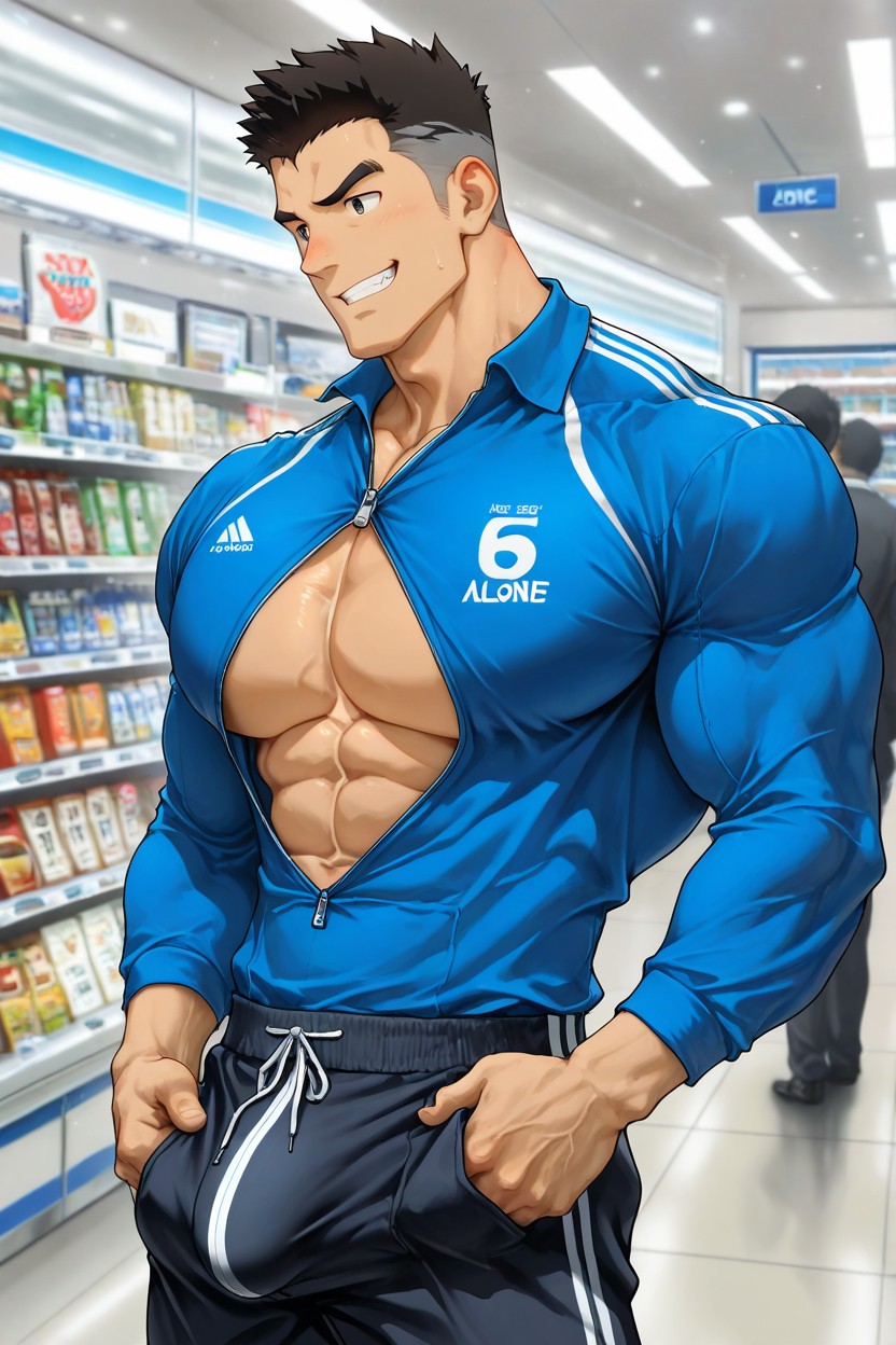 Wearing Zip-up Top, +, Zip-up Top Opens By Pecs AI同性戀黃片