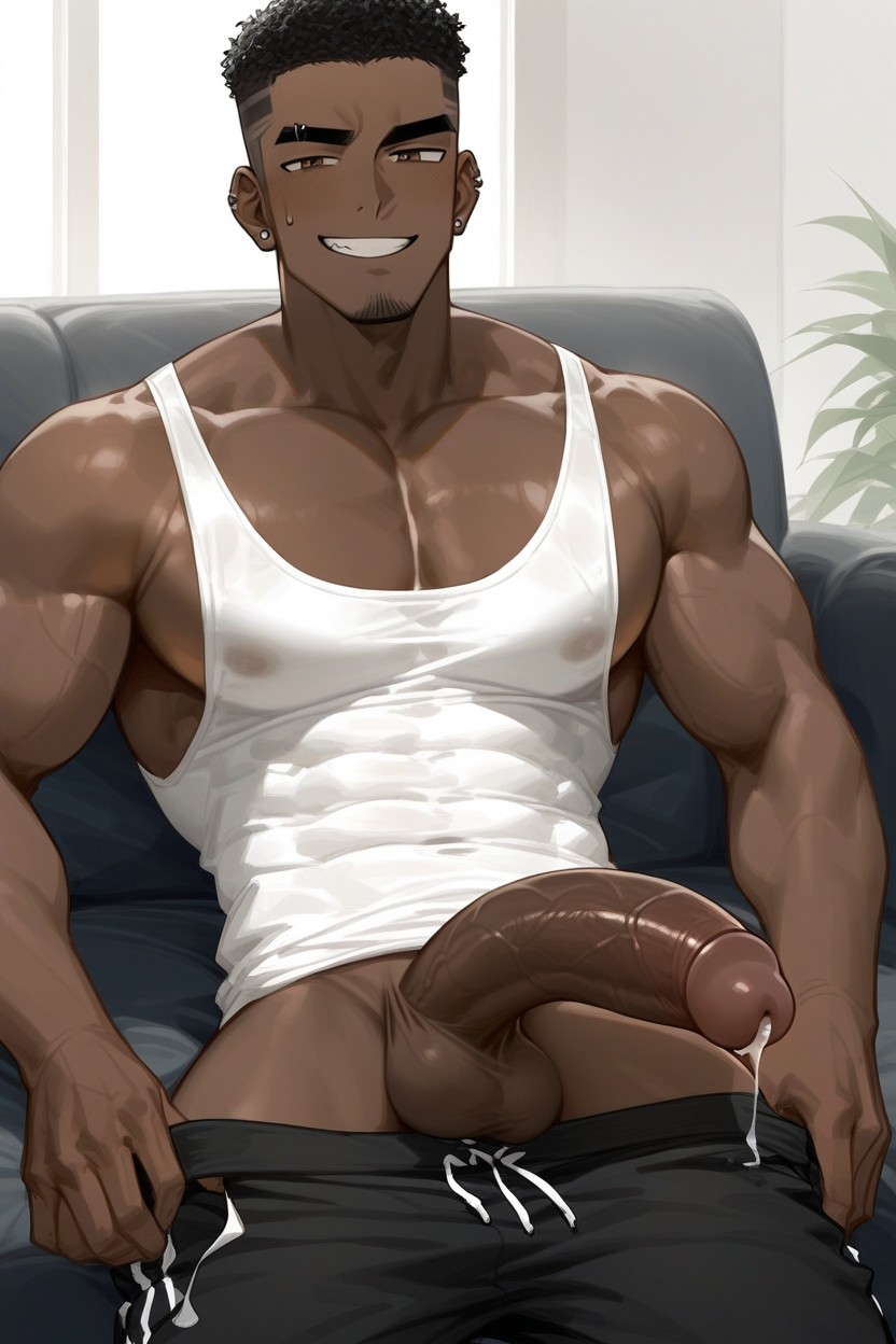 Piercings, Cock Visible, Loose Shirt ゲイAIポルノ