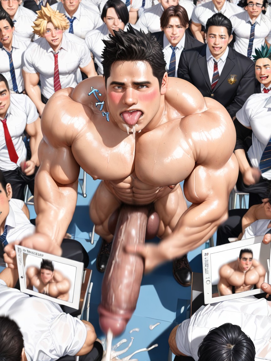 Surreal Absurd Impossible Gigantic Cock Size, Sweaty, Medium AI Gay Porn