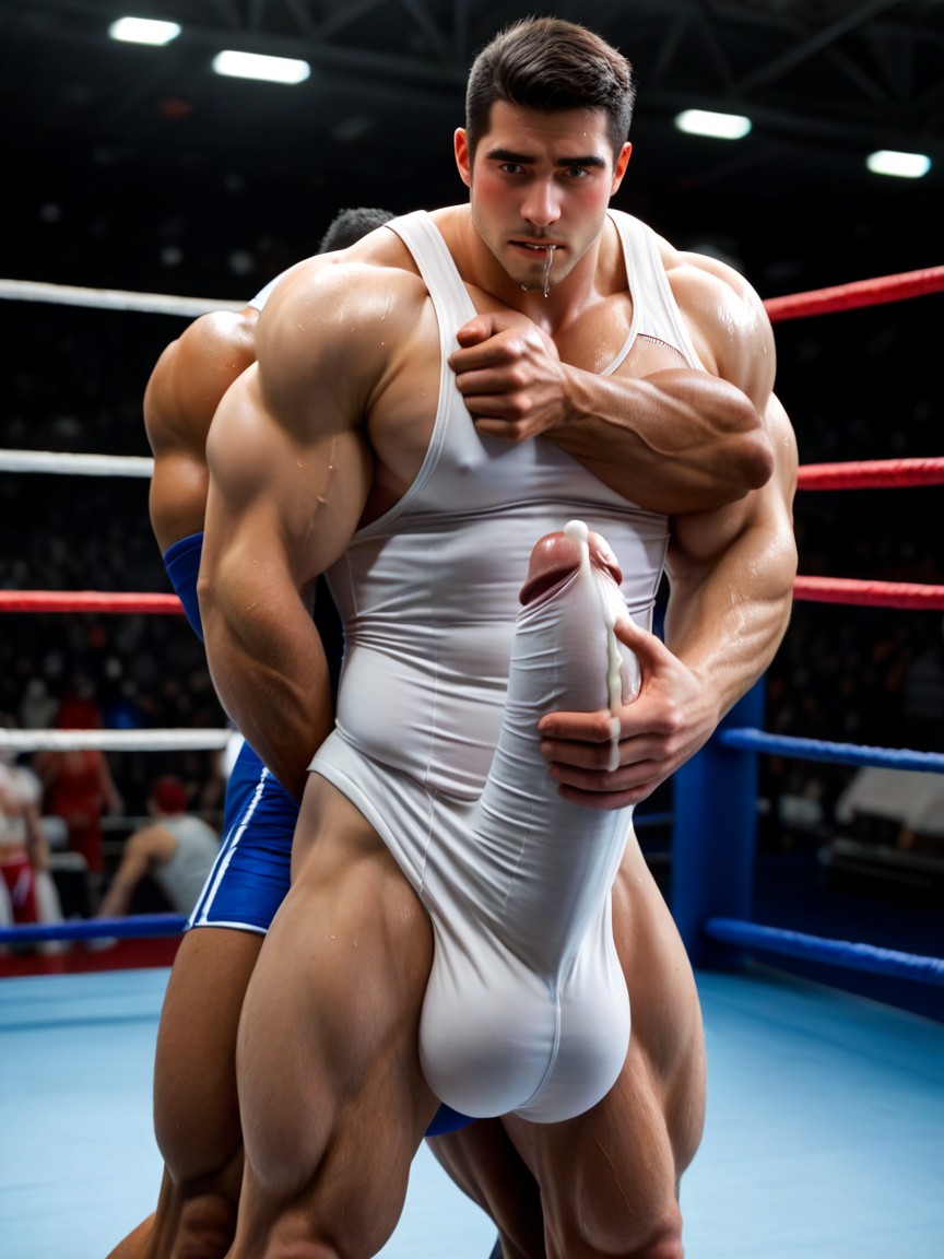 Extremely Erect Bulge, Cock Bigger Than Body, Angular Features ゲイAIポルノ