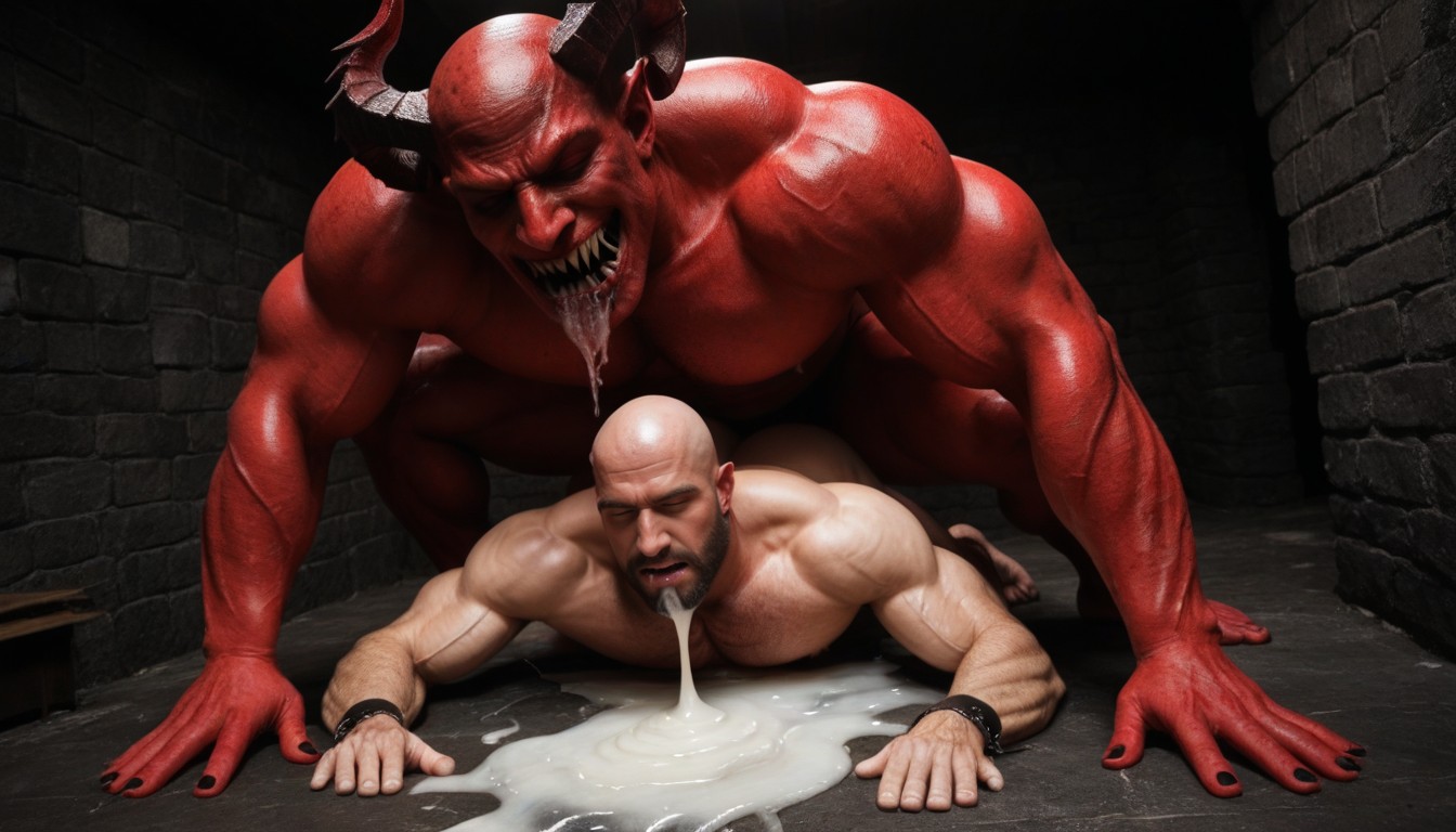 Red Demon Cock, Sex Demon, Evil Face AI Gay Porn