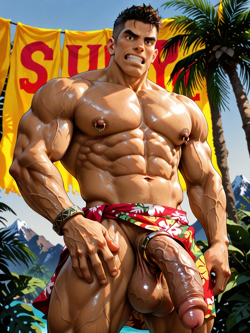 Naked At Heavenly Jungle Mountain, Hdr, Thick Thighs ゲイAIポルノ