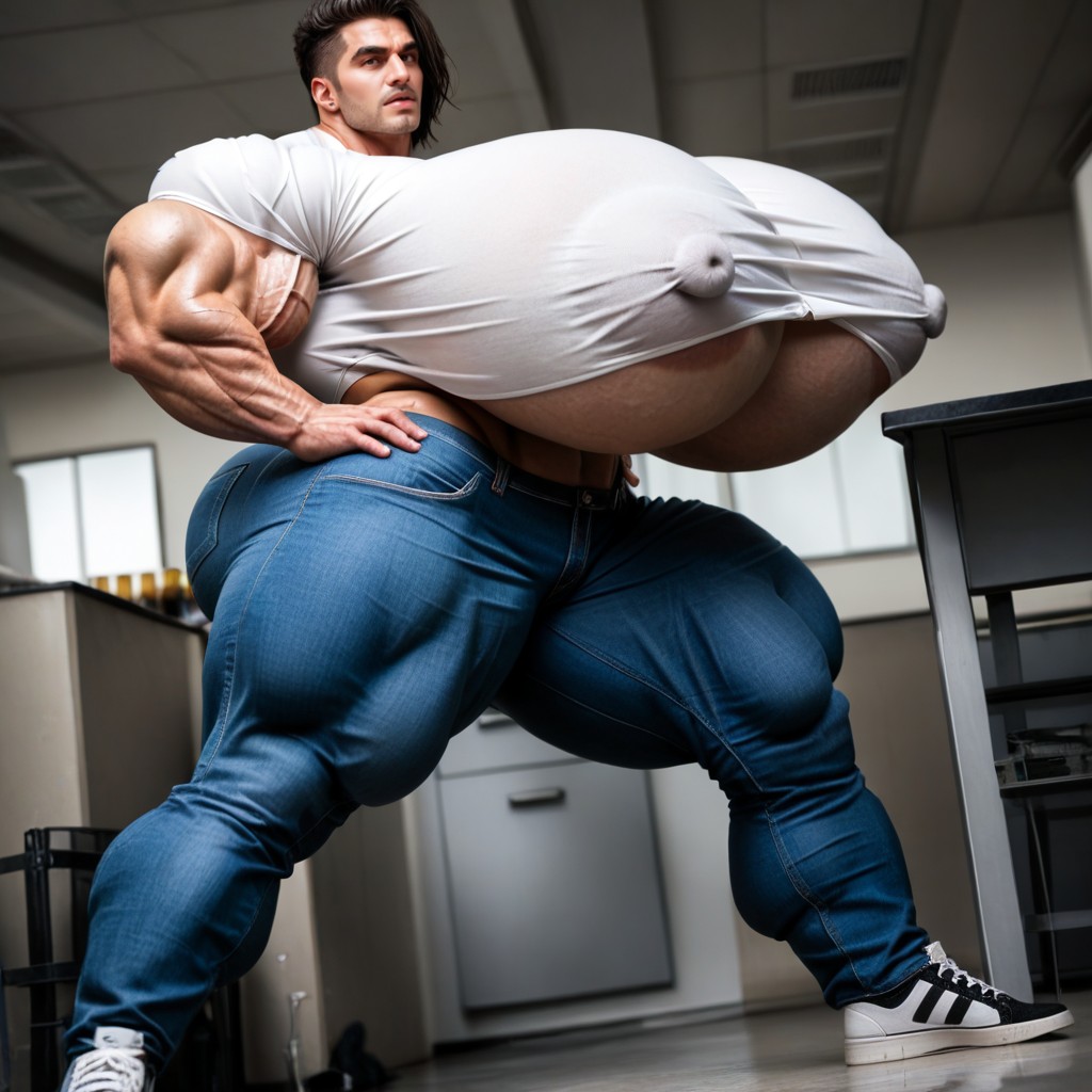Vista Lateral, Muscular, Grande Angular Pornografia gay com IA
