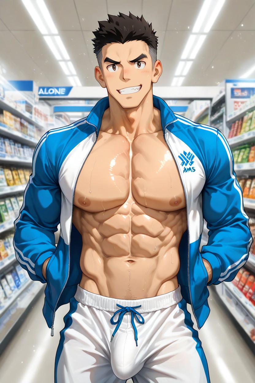 Showing His Chest, Wearing Gym Pant, Men Only AI同性戀黃片