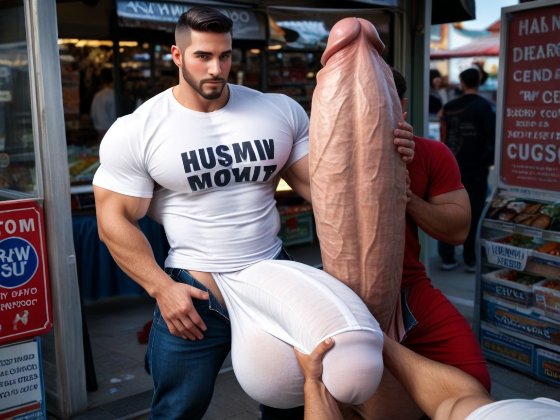 Uncut Hyper Cock Much Bigger Than Leg, Only Men, Gigantic Growing Humongous Hyper Cock Pornografia gay com IA