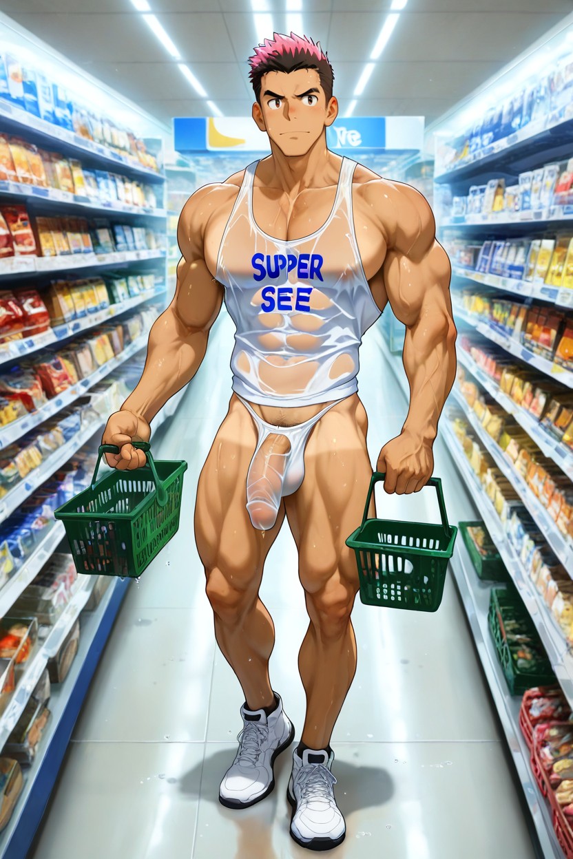 Beitemian Art Style, Anal Plug In Ass, Large AI Gay Porn