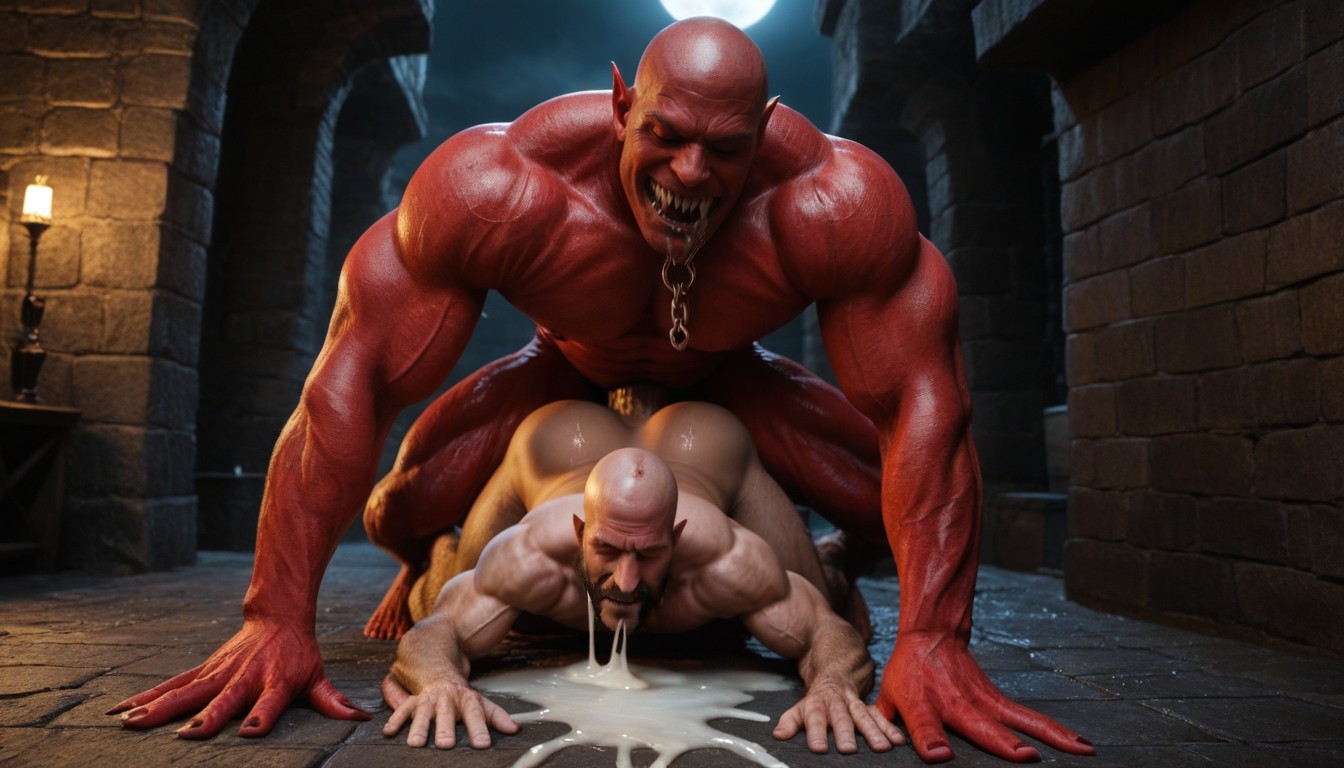 Monster Arms Wrapped Around Man, Front View, Extreme Sex AI Gay Porn