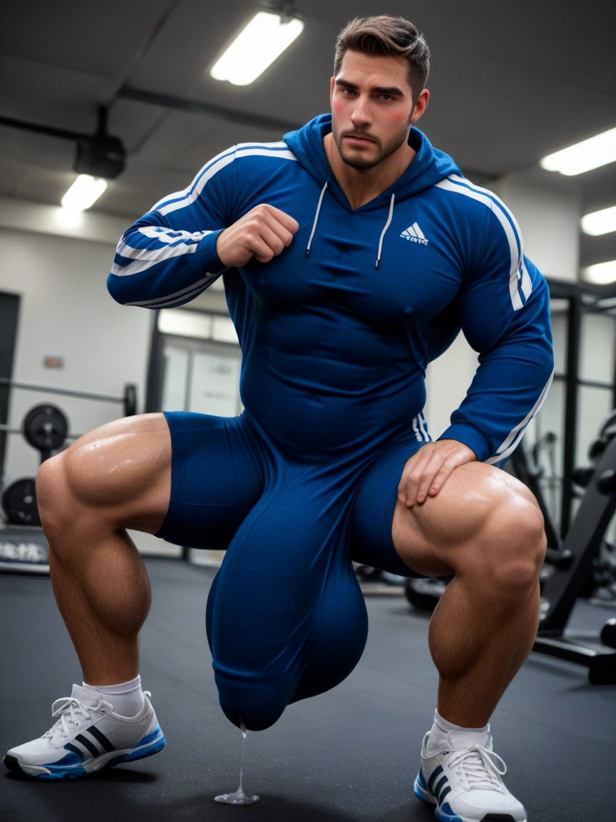 Detailed Background, Gigantic Growing Cock Bulge, Vertical Bulge Pornografia gay com IA