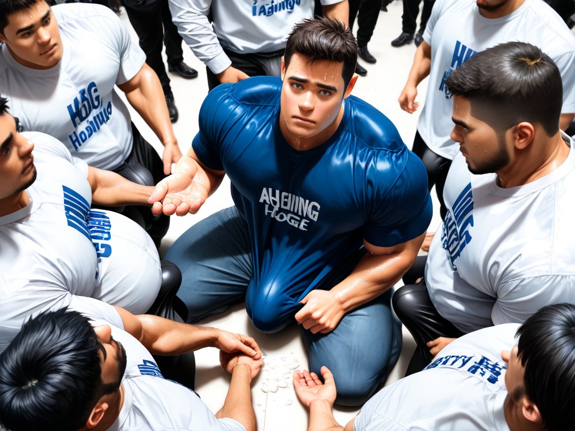Embarassed, Horny, Hyper Upward Erection Stretches Shirt AI Gay Porn