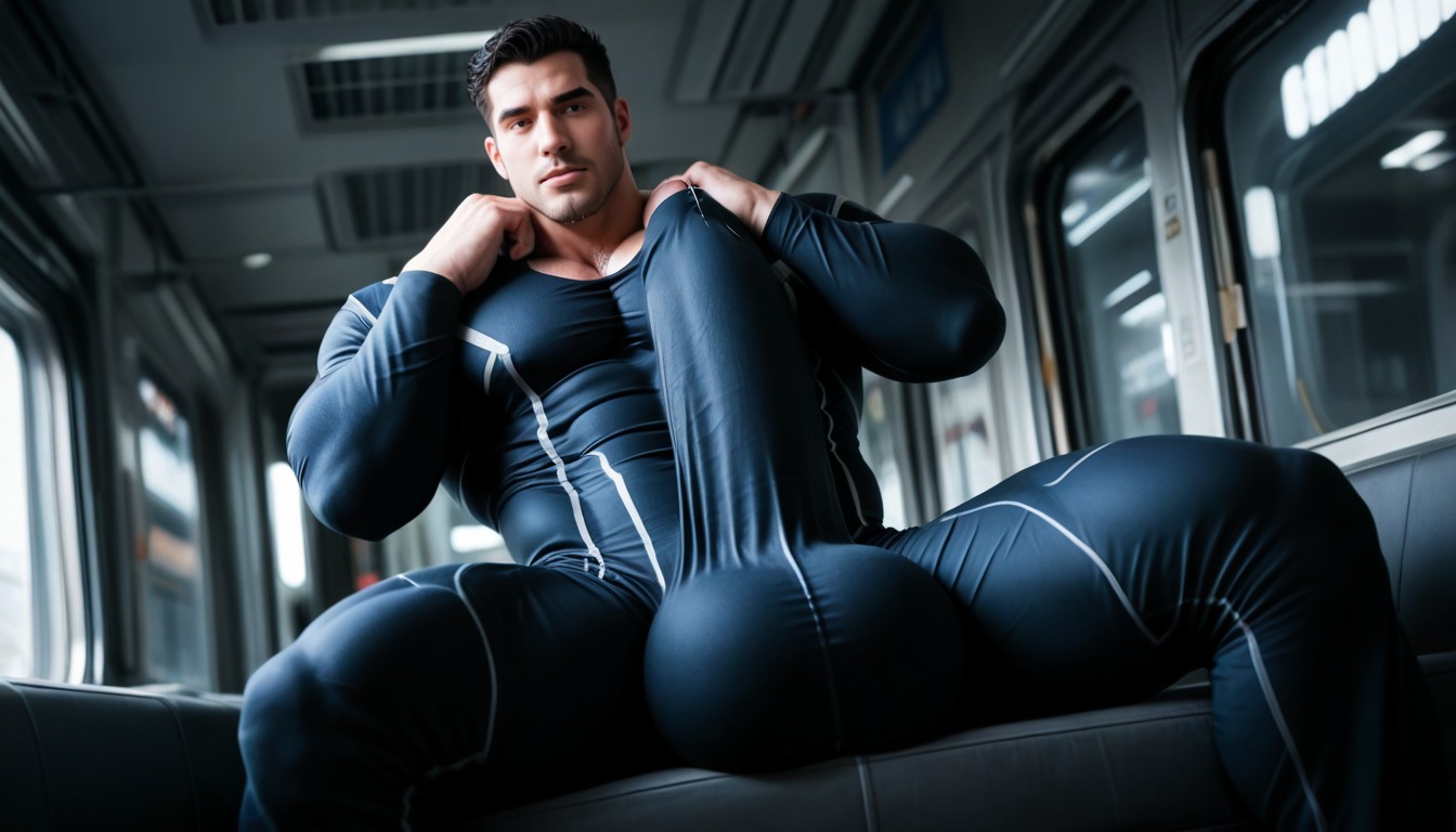 ありえないほど長いハイパーペニス, Black Hair, Wetsuit Bulge ゲイAIポルノ