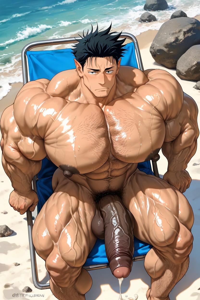 Masculine, トップダウン, 濃い茶色の肌 ゲイAIポルノ