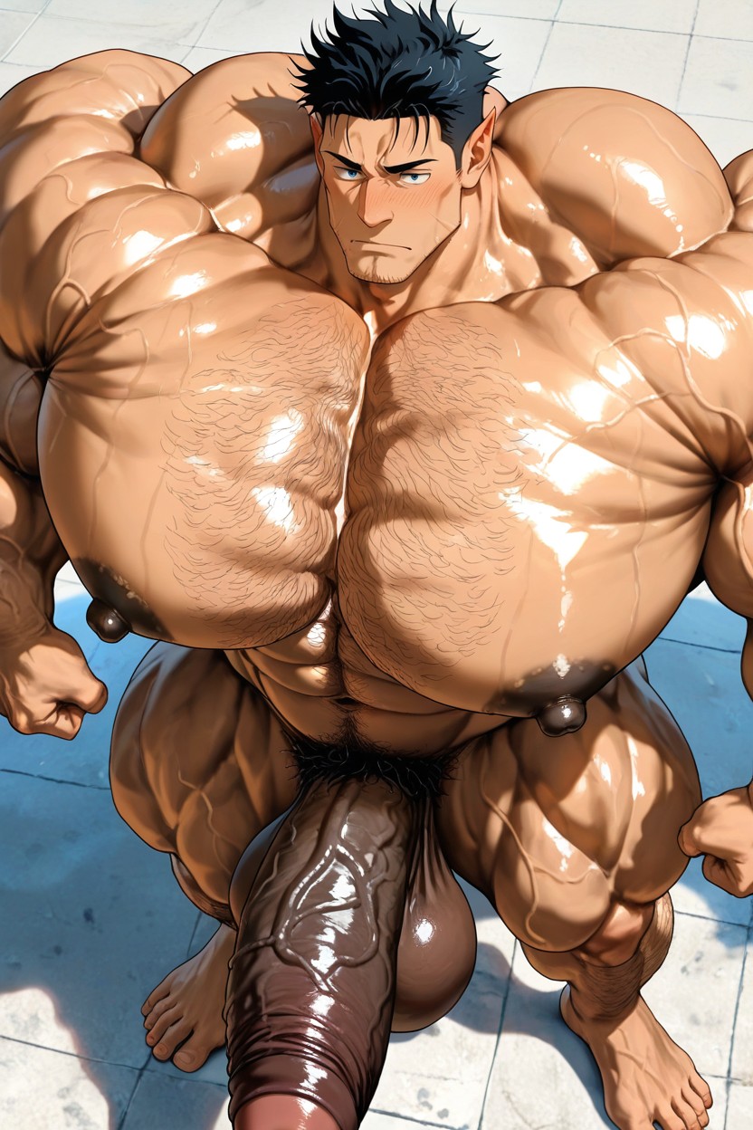 Pubic Hair, Tall Muscular Physique, Muscular ゲイAIポルノ