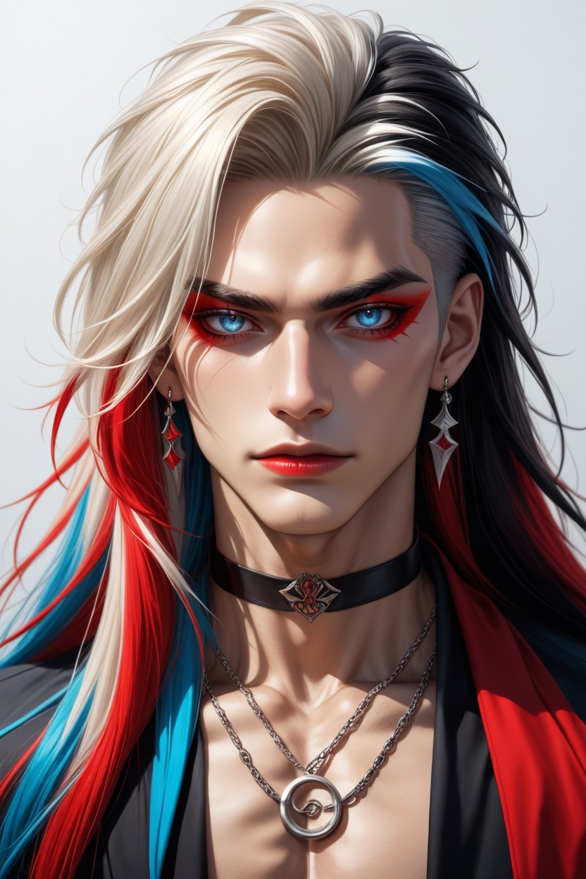 Muscular, Pale Glossy Skin, Earrings AI同性恋黄片