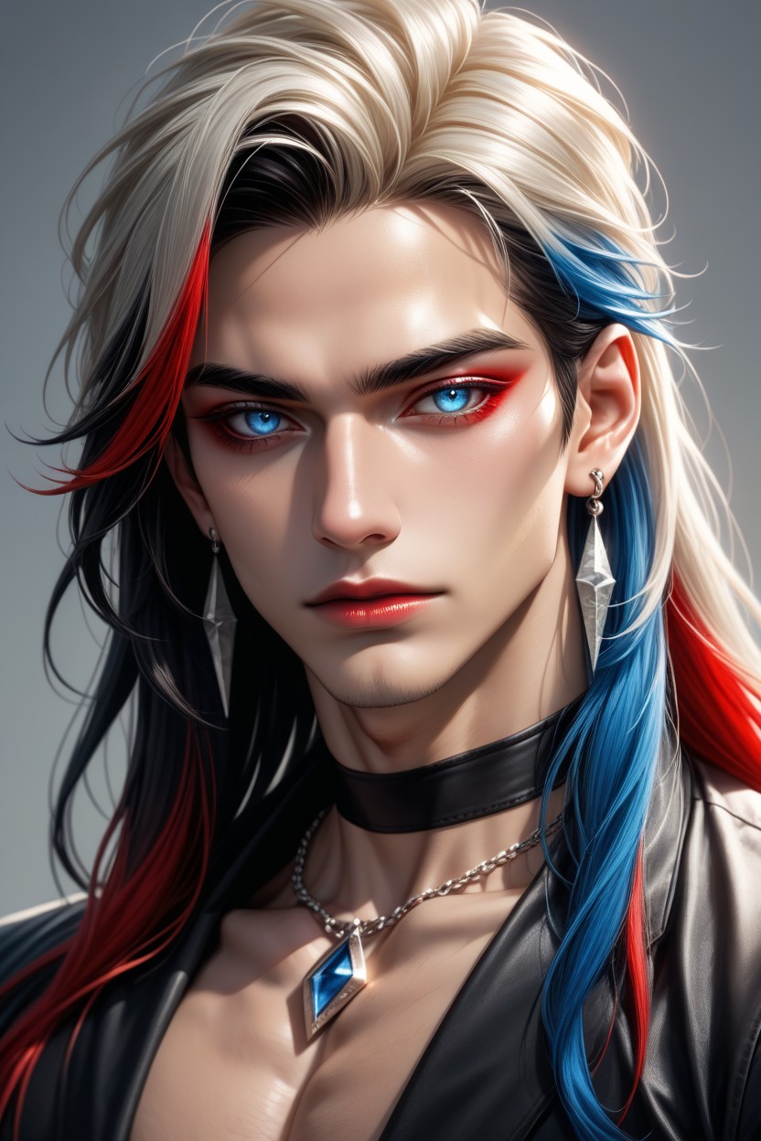 Red Lipstick, Long Length Hair, Long Hair ゲイAIポルノ