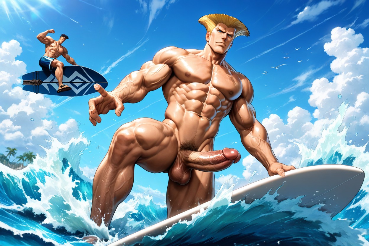 Hdr, Tan Skin, White Surfboard ゲイAIポルノ