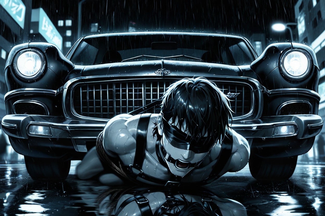 Strong Motion Blur, Blond, Bright Glowing Headlights AI同性戀黃片