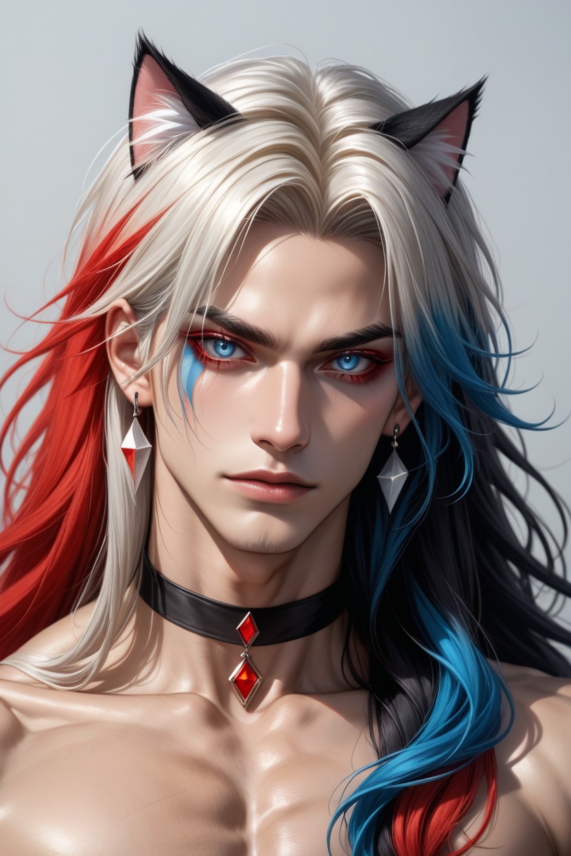 Pale Glossy Skin, Earrings, K-popアイドル ゲイAIポルノ