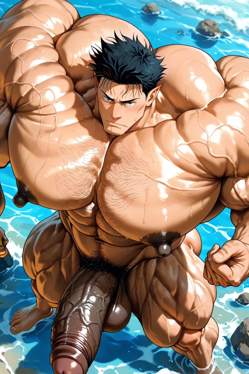 Toji Fushiguro From Jujutsu Kaisen, Deeply Etched Blocky Abs, 超大肌肉 AI同性戀黃片