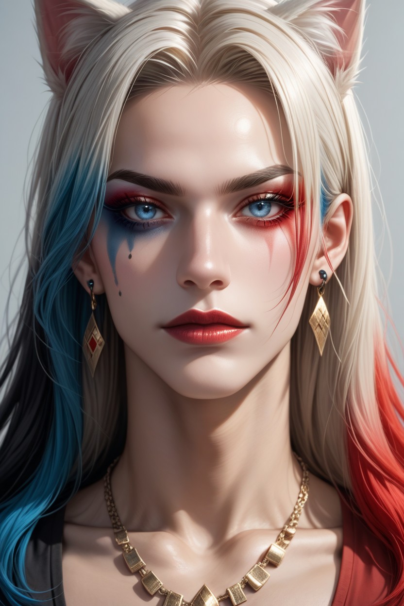 Colorful Hair, Earrings, 貓耳朵 AI同性戀黃片