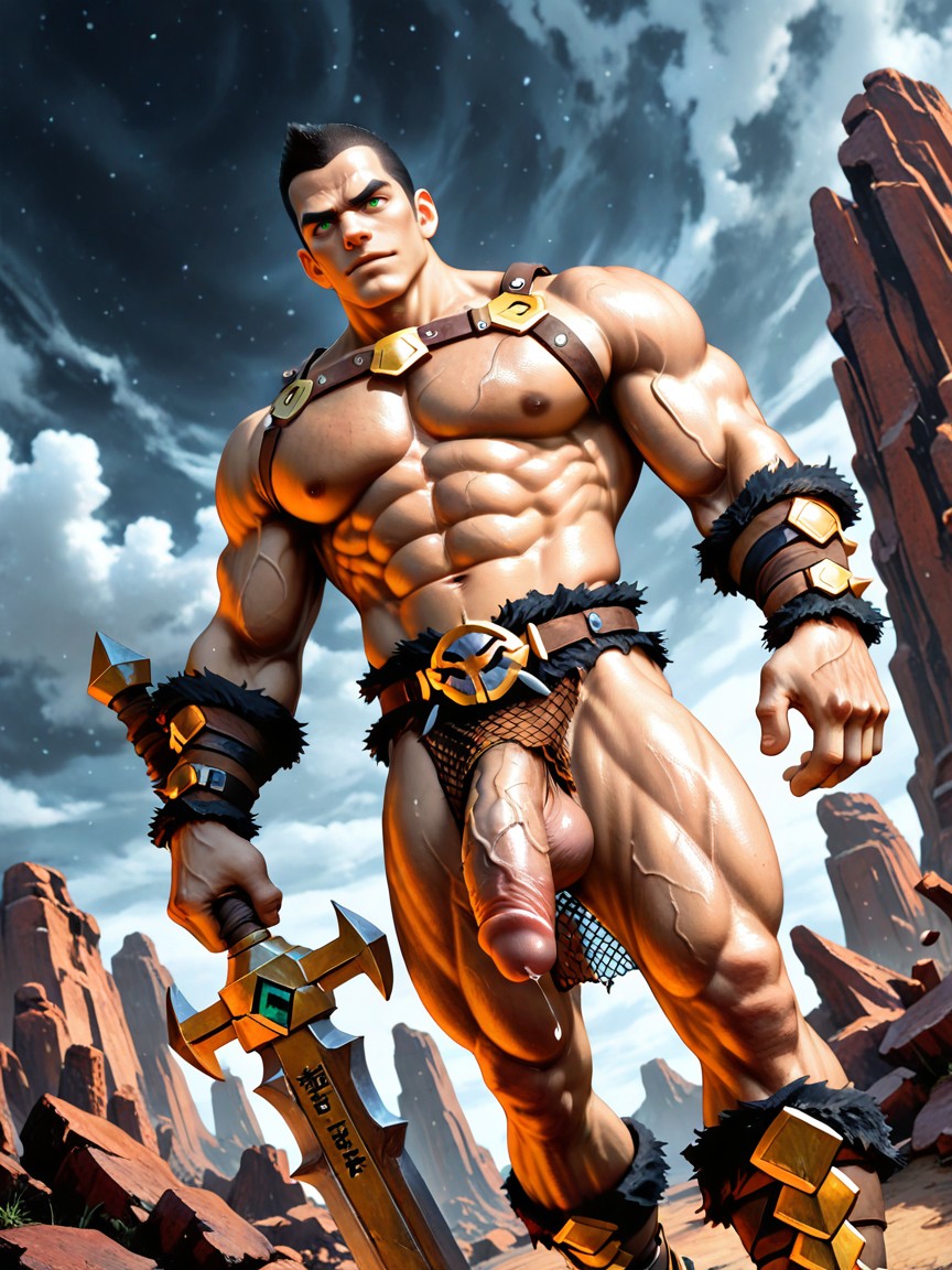 Heavy Hard Pulpy Manly Pecs, Big Hands, Conan The Barbarian AI同性戀黃片