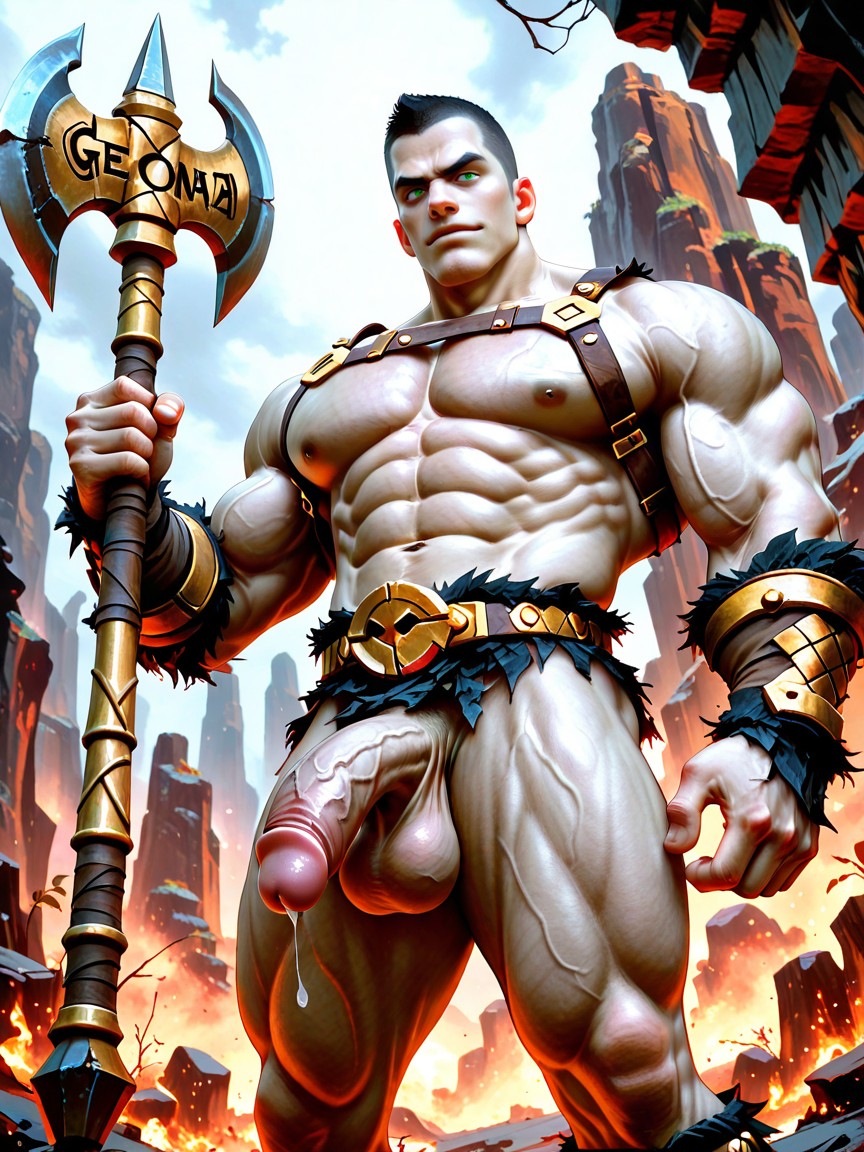 Realistic, Holding Up An Ornate Battle Axe, 男孩子氣 AI同性戀黃片