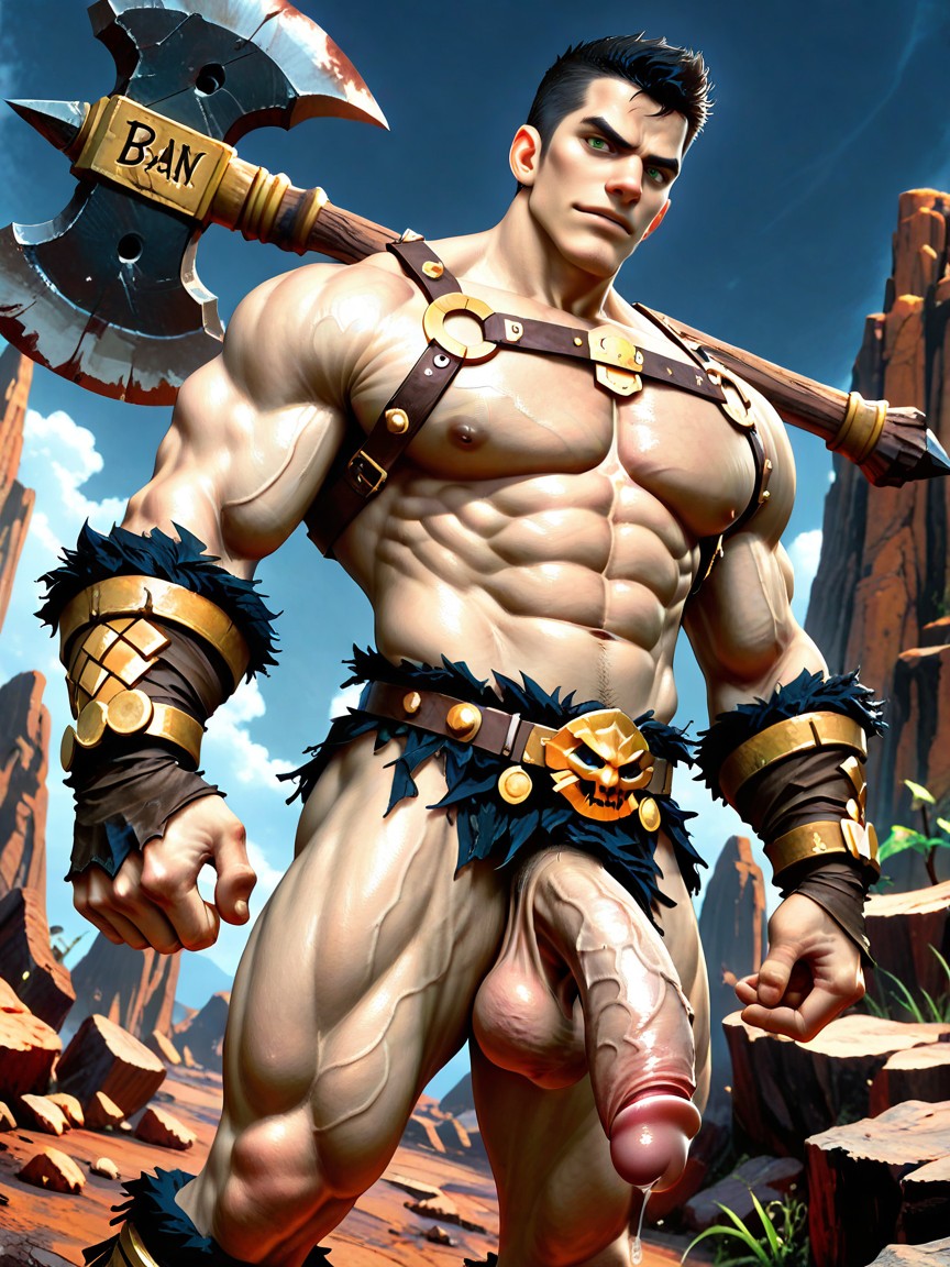 Black Hair, Growing Hyper Giant Thick Girth Veiny Flaccid Uncut Pale Cock, Pale Skin Pornografia gay com IA