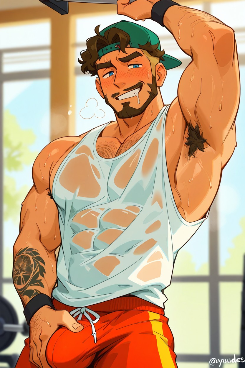 Exposed Blond Armpit, Big Blue Eyes, Facial Hair AI同性戀黃片