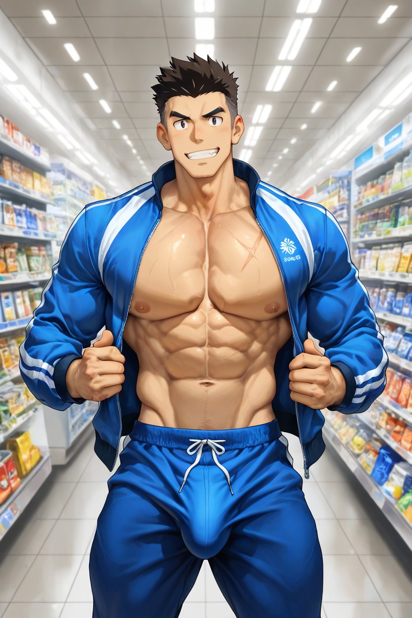 Pecs Visible, Men Only, Circumscribed Waist Porno IA Gay