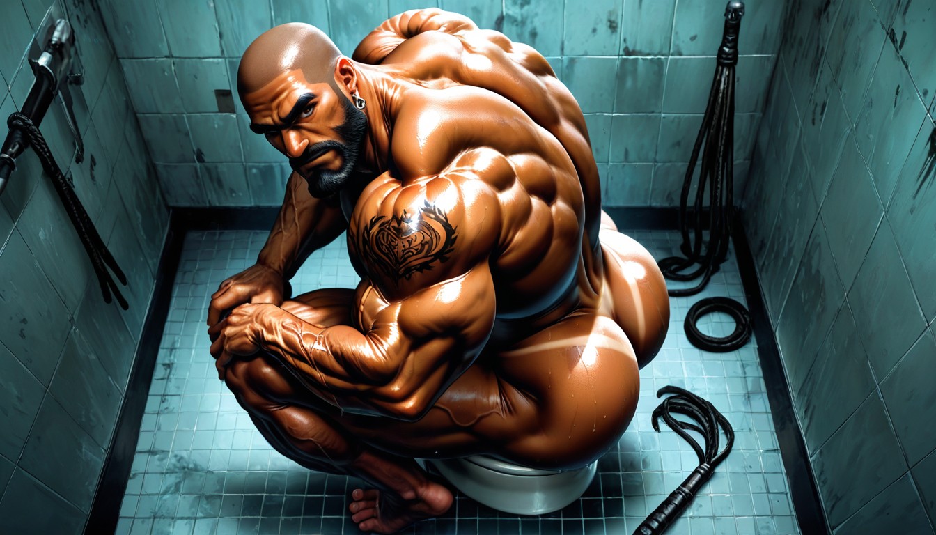 Dark Skin, Hyper Balls, Huge Neck Porno IA Gay